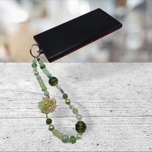 Handmade Green Beaded Phone Charm